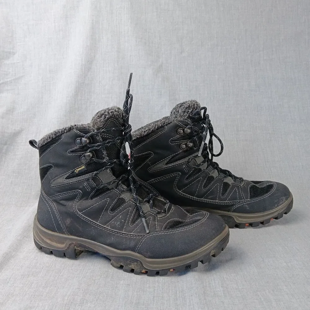 Ecco Xpedition III Gore Tex Lace Up Hiking Boots In Black US Size 8-8.5 Flaws